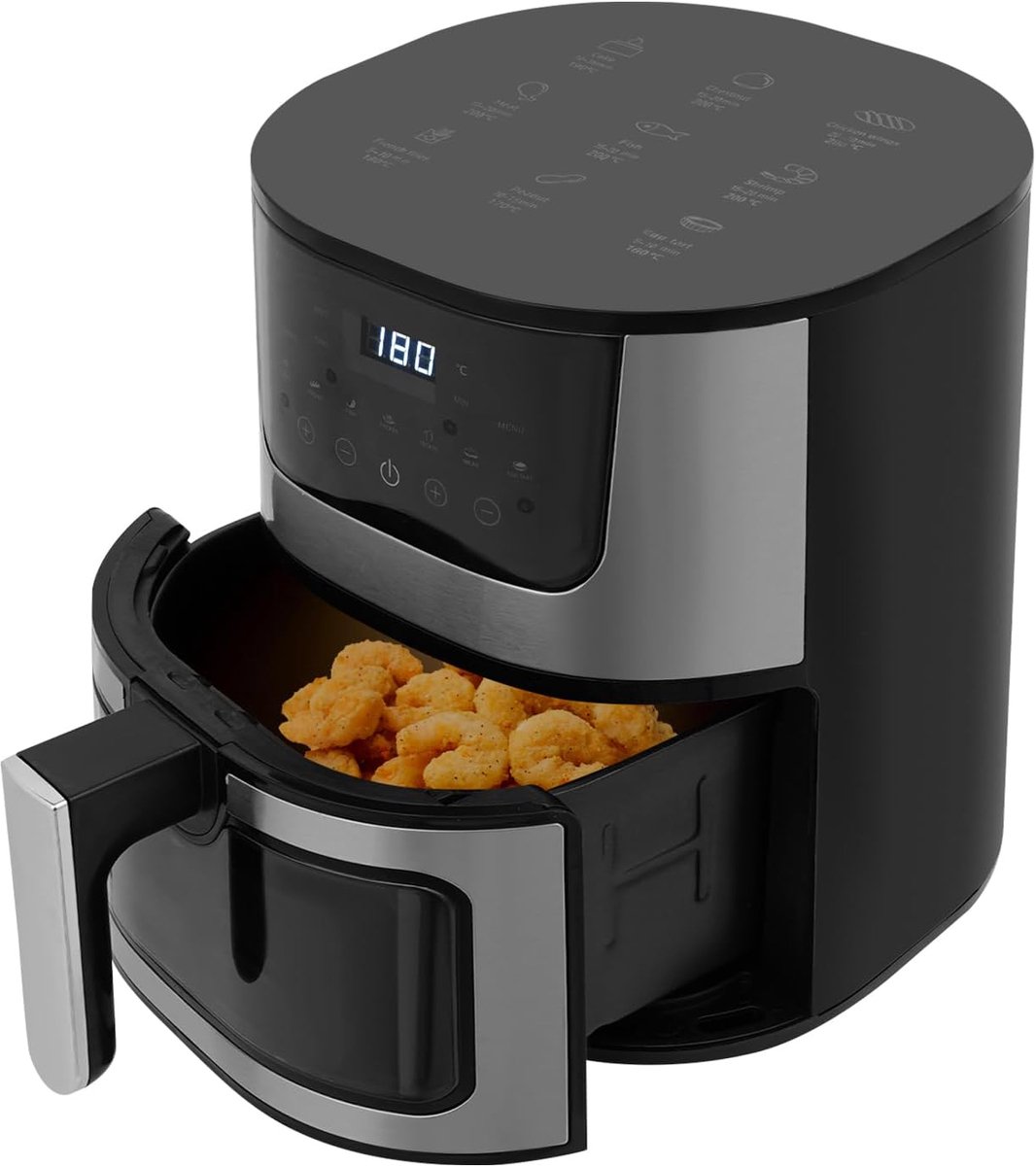 Grote Heteluchtfriteuse - Airfryer XL - Snel Koken - Groot Kijkvenster - 7 Liter Capaciteit - Zwart Zilver