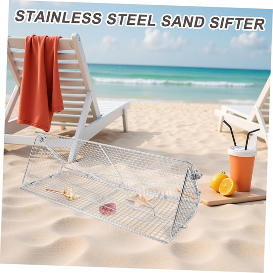 Opvouwbare Zandzeef - Strand Zeef Net - Strand Schoonmaken - Roestvrij Staal - 50x20x19 cm - Zilver — afbeelding 5