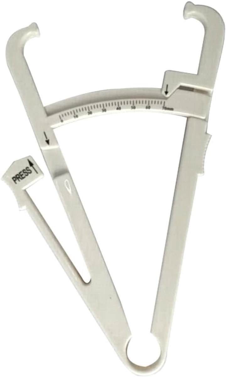 Vetmeter Analyzer - Huidplooi Caliper - Lichaamsvet Meten - Eenvoudig Te Gebruiken - 0 tot 70mm - Wit