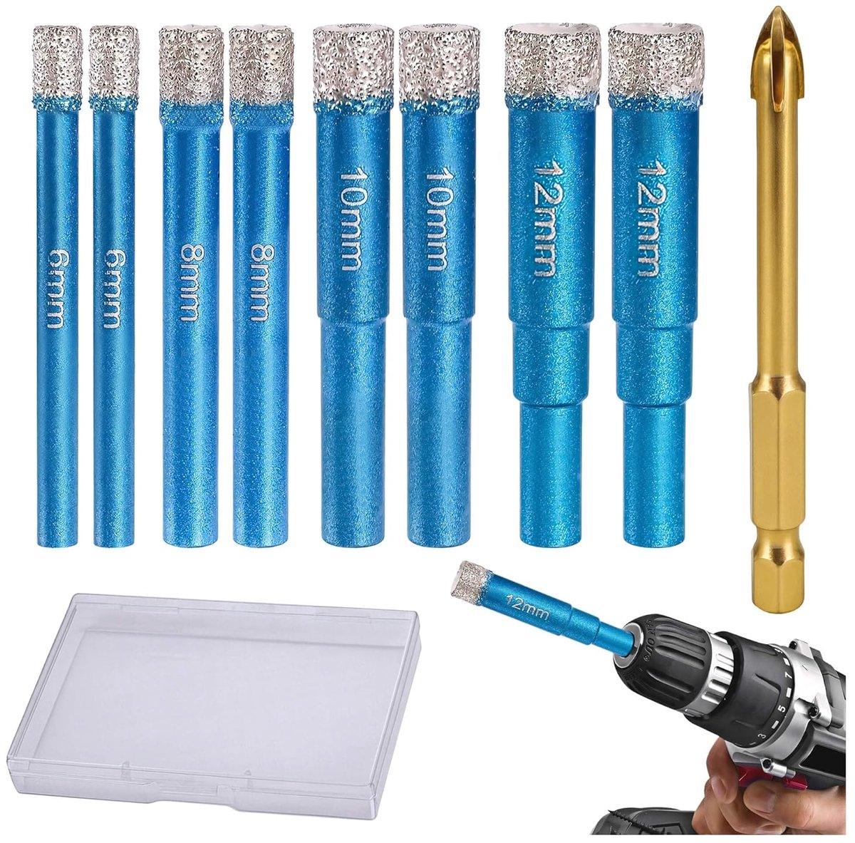 Boor Bit Set - Diamant Boren - Tegels Boren - Met Positionering Hulp - 6 8 10 12 mm