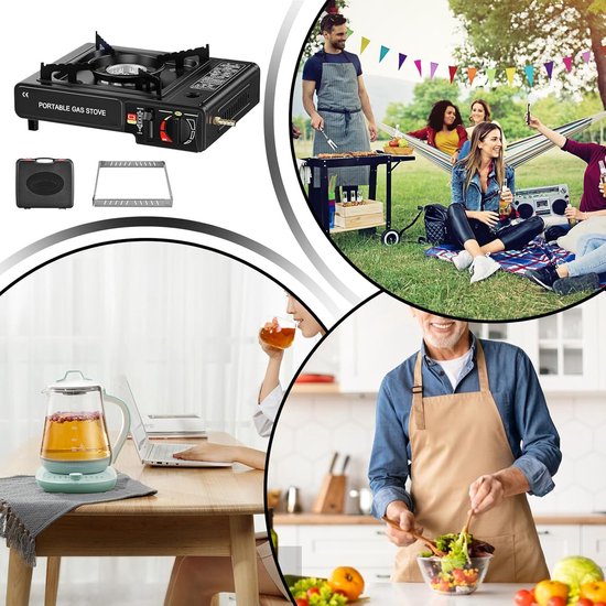 Draagbare Keuken - Buiten Kooktoestel - Kamperen Wandelen - 2-in-1 Grill Brander - 36 x 28 x 9.2 cm - Zwart — afbeelding 3