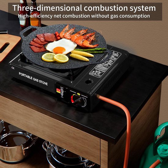 Draagbare Keuken - Buiten Kooktoestel - Kamperen Wandelen - 2-in-1 Grill Brander - 36 x 28 x 9.2 cm - Zwart — afbeelding 5