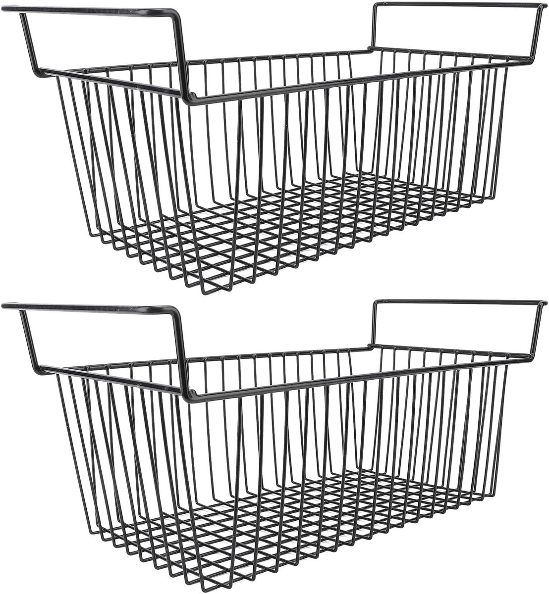 Diepvrieskist Organisator - Diepvriesmand Opbergrek - Keuken Ordenen - Duurzaam Metaaldraad - L565 x B252 cm - Zwart