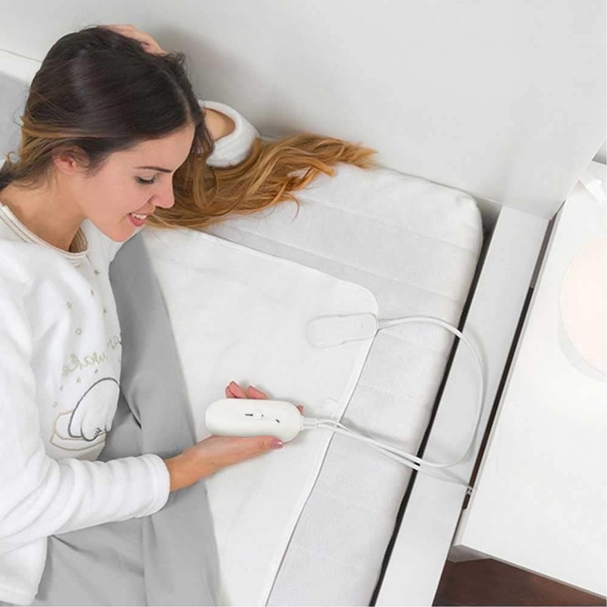 Elektrische Deken - Verwarmde Matras - Comfortabel Slapen - 5 Warmtestanden - 150x80 cm - Wit