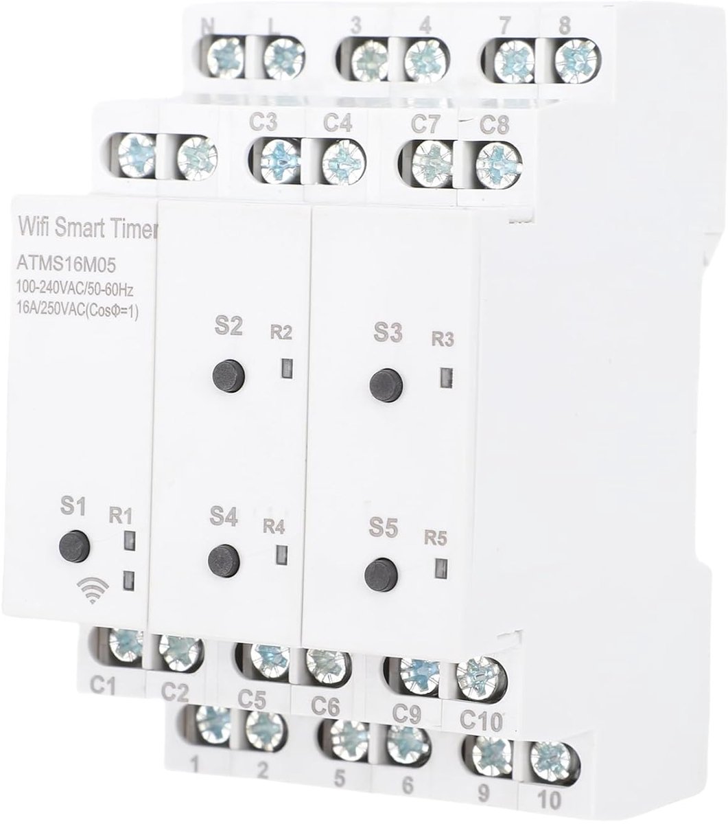 Slimme Tijdschakelaar - Domotica Besturing - Apparaten Programeren - Vijf Kanalen Onafhankelijk - 9.98 x 5.99 x 8.99 cm