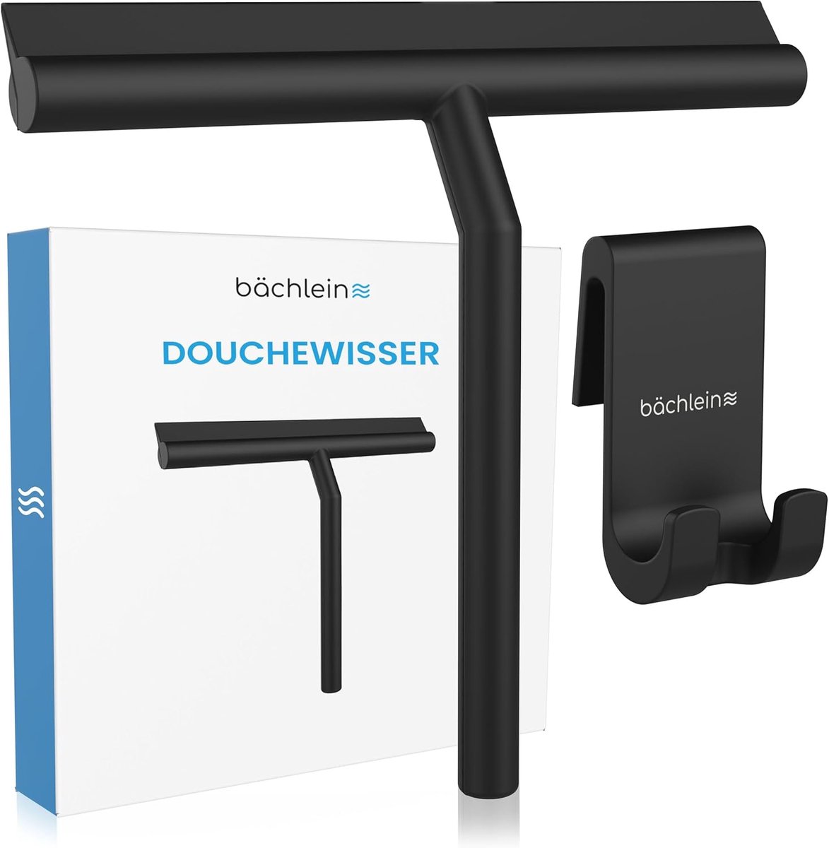 Douchewisser Glas - Raamtrekker Schraper - Streeploos Reinigen - Metalen Kern - 21 Cm Lip - Zwart