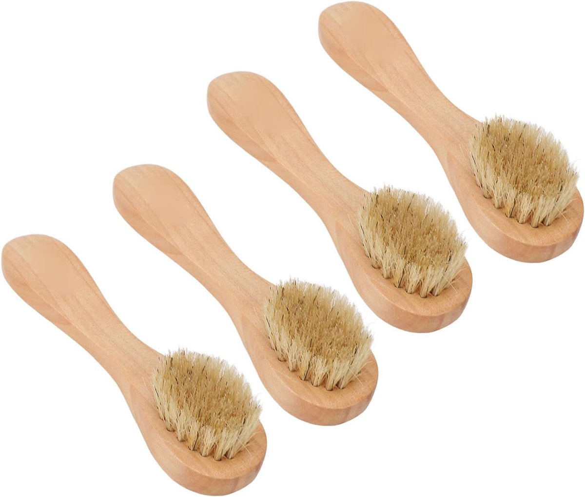 Gezichtsborstel Set - Exfoliërende Reiniger - Huidverzorging Thuis - 4 Delige Set - Draagbare Houten Handgreep