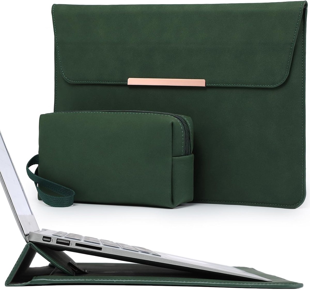 Originap 13,3-14 Zoll Laptophülle Tasche mit Ständer für MacBook Pro 14 M5/M4/M3/M2/M1 A3426 A3427 2026-2021, MacBook Air/Pro 13,3, 13,8-13,5 Surface Laptop, HP Spectre X360 13/14, Mitternachtsgrün
