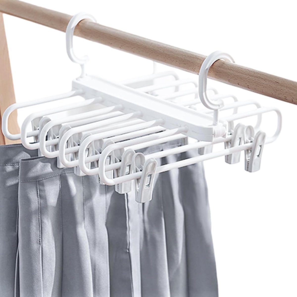 Broekhangers - Kledinghangers Clips - Ruimte Besparen - Opvouwbaar Ontwerp - 345x325x105cm - Wit
