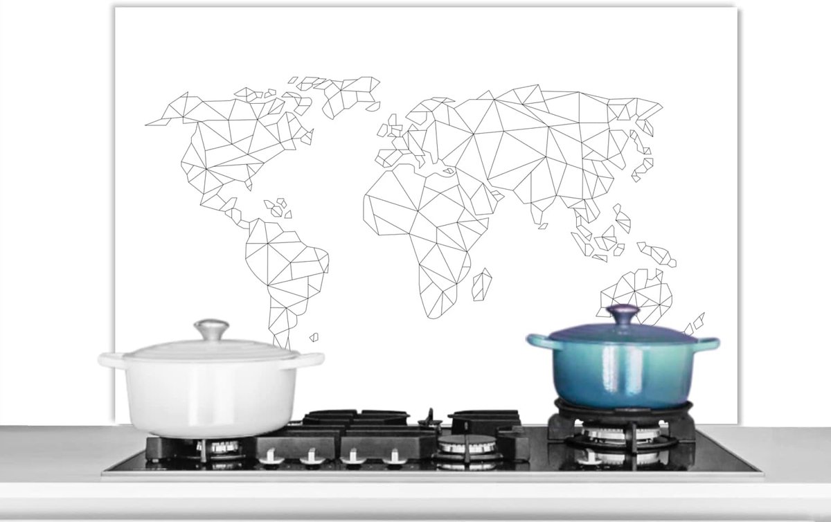Keuken Spatscherm - Wandbescherming - Schoon Koken - Dibond Aluminium - 100x65 cm - Zwart Wit