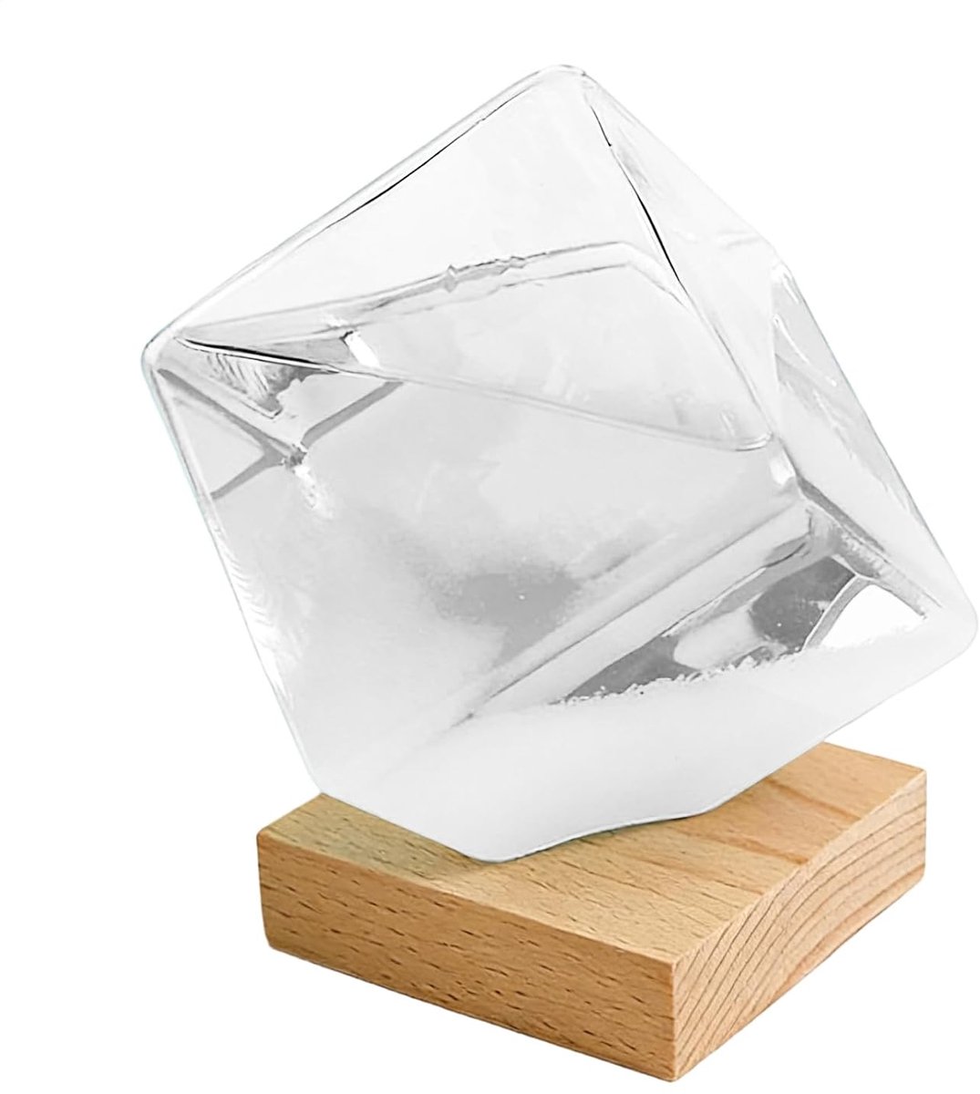Stormglas Weerstation - Barometer Decoratie - Weersvoorspelling Thuis - Kubusvorm Met Sokkel - 11x11x14 cm
