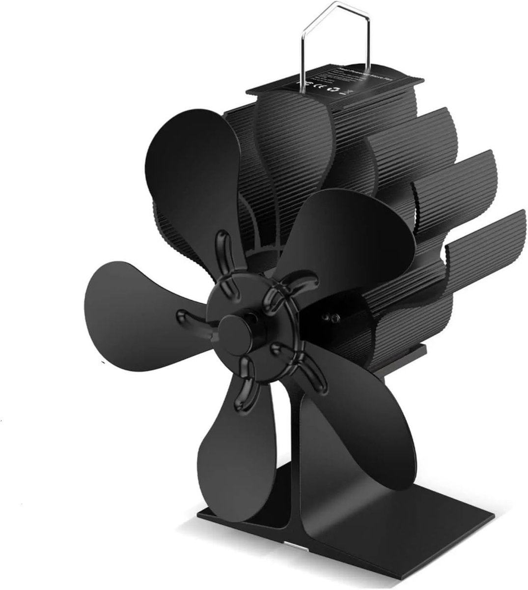 Haard Ventilator - Warmte Aangedreven - Warmte Verdeling - Stille Werking - Eén Maat - Zwart