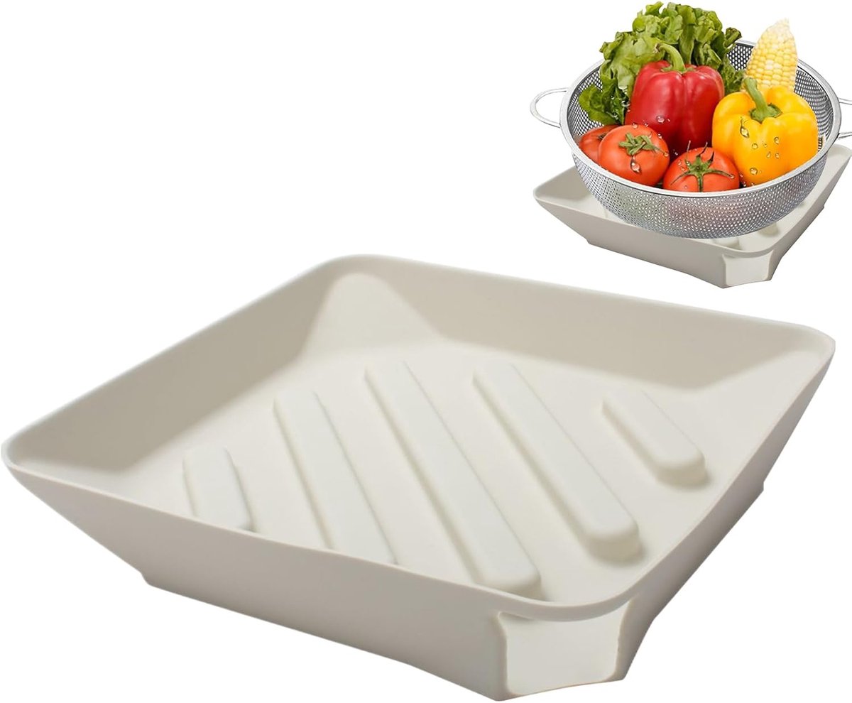 Afdruipmat Keuken - Siliconen Organizer - Aanrechtblad Droog - Met Tuit - 26x26x4.5 cm - Grijs