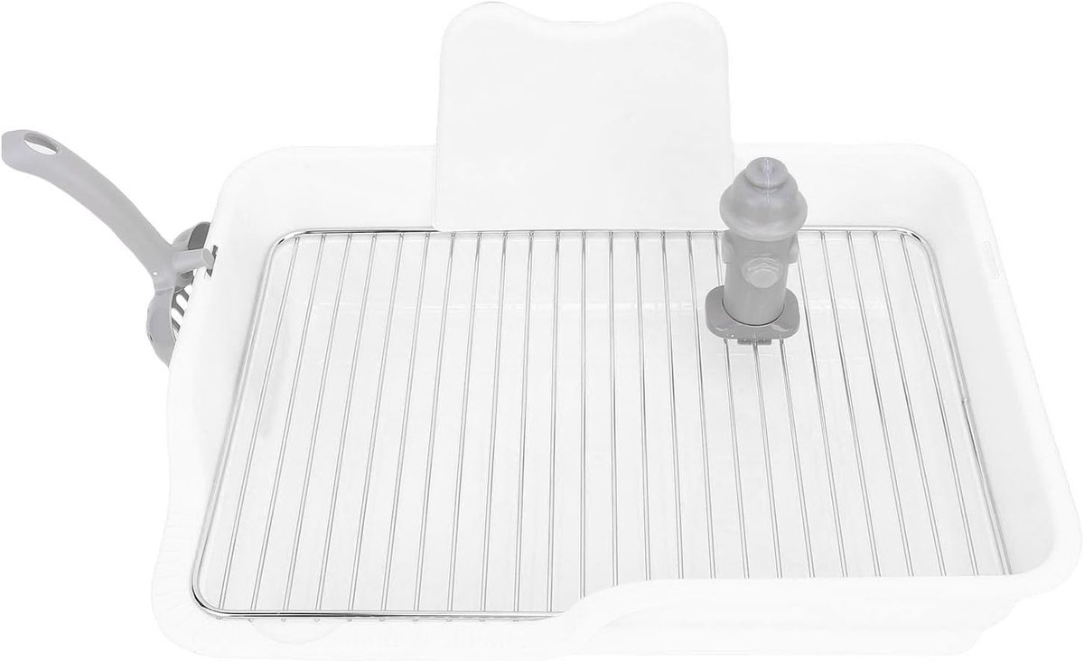 Hondentoilet - Plasbak Hond - Zindelijkheidstraining - Roestvrijstalen Net - 52 x 37 x 14 cm - Wit