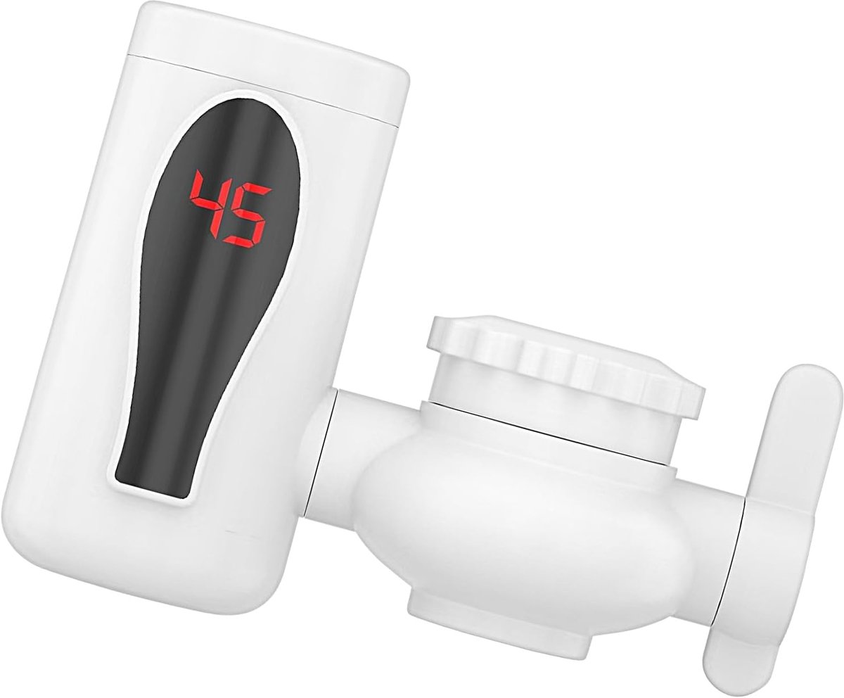Heetwaterkraan - Kraan met verwarming - Direct warm water - Draaibaar met LED - 15x13 cm - Wit