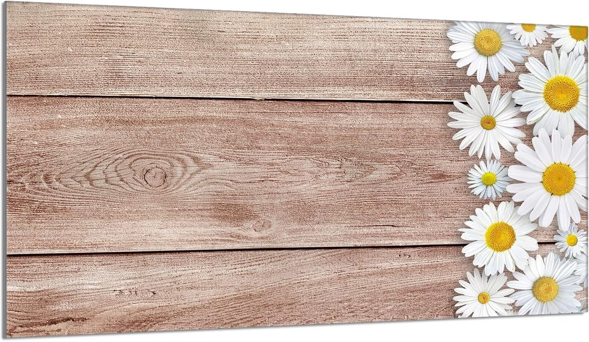 Kookplaat Afdekplaat - Werkblad Beschermer - Keuken Decoratie - Gehard Glas - 90 x 52 cm - Hout Print