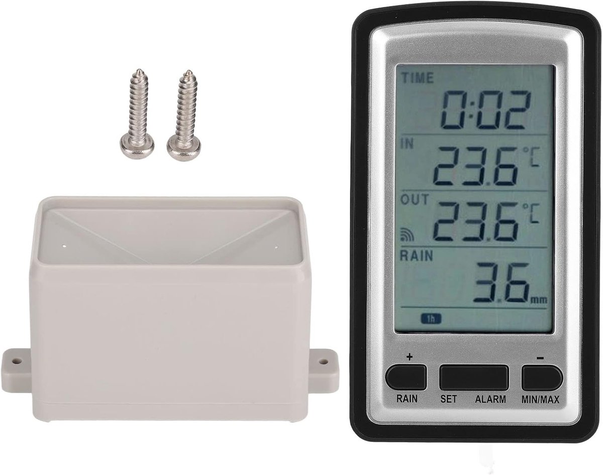 Draadloze Regenmeter - Digitale Meter - Tuin Weer - Binnen/Buiten Ontvanger - Tot 100m Bereik