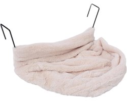 Qcwwy Hangende Kattenmand Pluche Gezellige Kattenhangmat Veelzijdige Zachte Fleece Kattenwieg voor Huisdieren Binnenshuis Kattenbedden Meubels (Beige)
