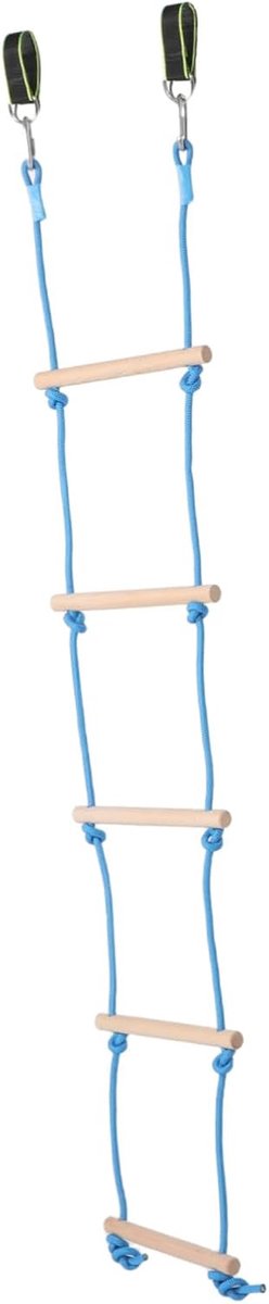 Klimtouwladder - Speeltouw - Buiten spelen - Stevige houten sport - 150 x 30 cm - Hemelsblauw