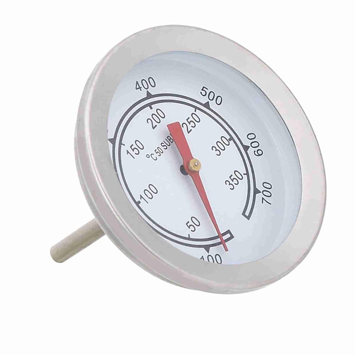 BBQ Thermometer - Ovenmeter Vleesmeter - Perfect Grillen - Dubbele Schaal - 50mm Diameter - Zilver