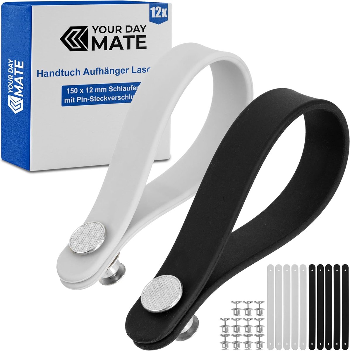 Textiel Hangers - Ophanglussen - Handdoeken Ophangen - Naadloze Montage - 150 x 12 mm - Zw