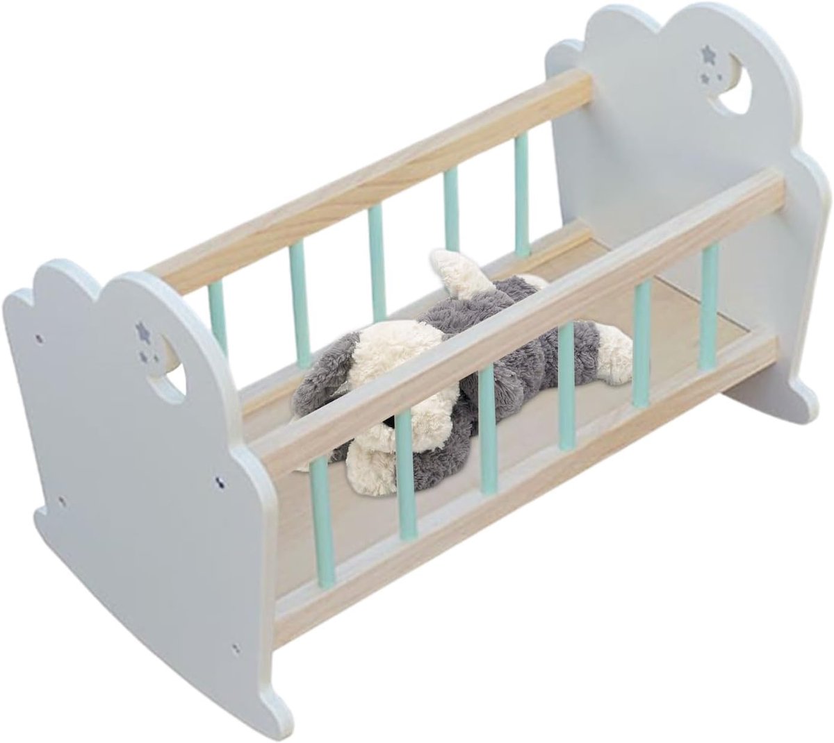 Poppenbed Houten Wieg - Miniatuur Meubel - Poppenhuis Spelen - Fijn Vakmanschap Glad - 55 x 38 x 8 cm