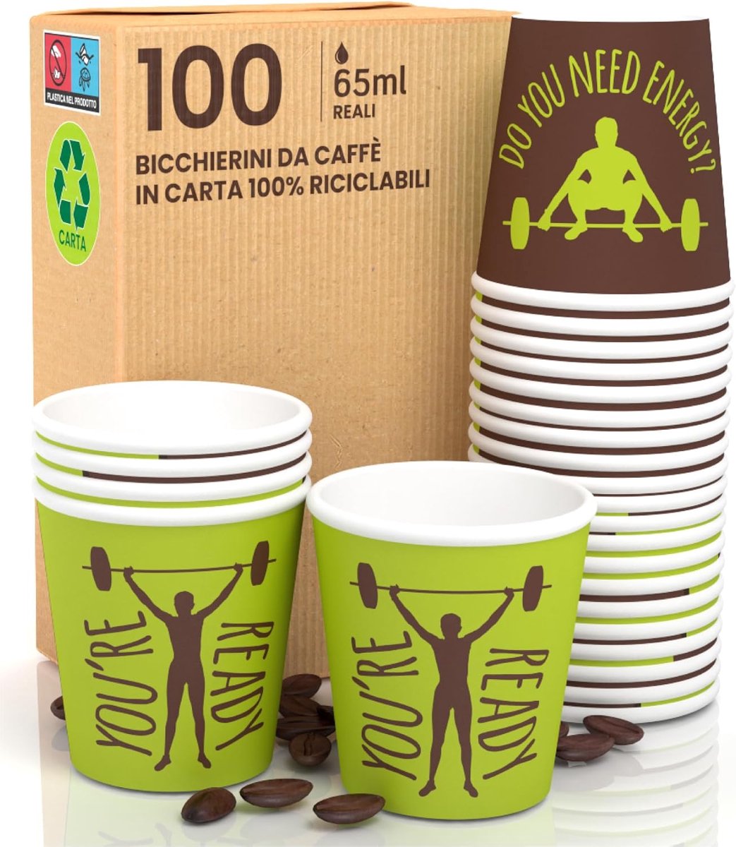 Papieren Koffiebekers - Kleine Wegwerpbekers - Snelle Dranken - Biologisch Afbreekbaar Materiaal - 65 ml