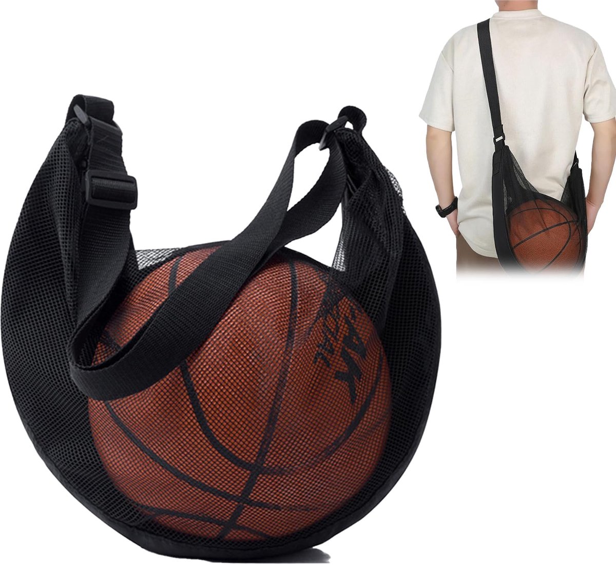 Sporttas - Mesh Gymtas - Basketbal Voetbal - Ademend Netontwerp - 35x30x45cm - Zwart