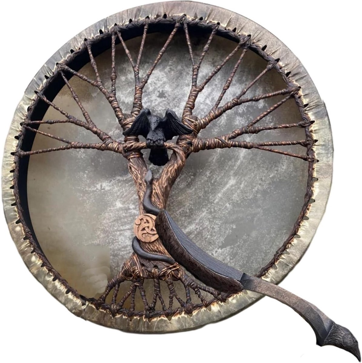 Rituele Trommel - Handgemaakt Instrument - Muziek Maken - Delicate Textuur - 30cm Diameter - Zwarte Adelaar