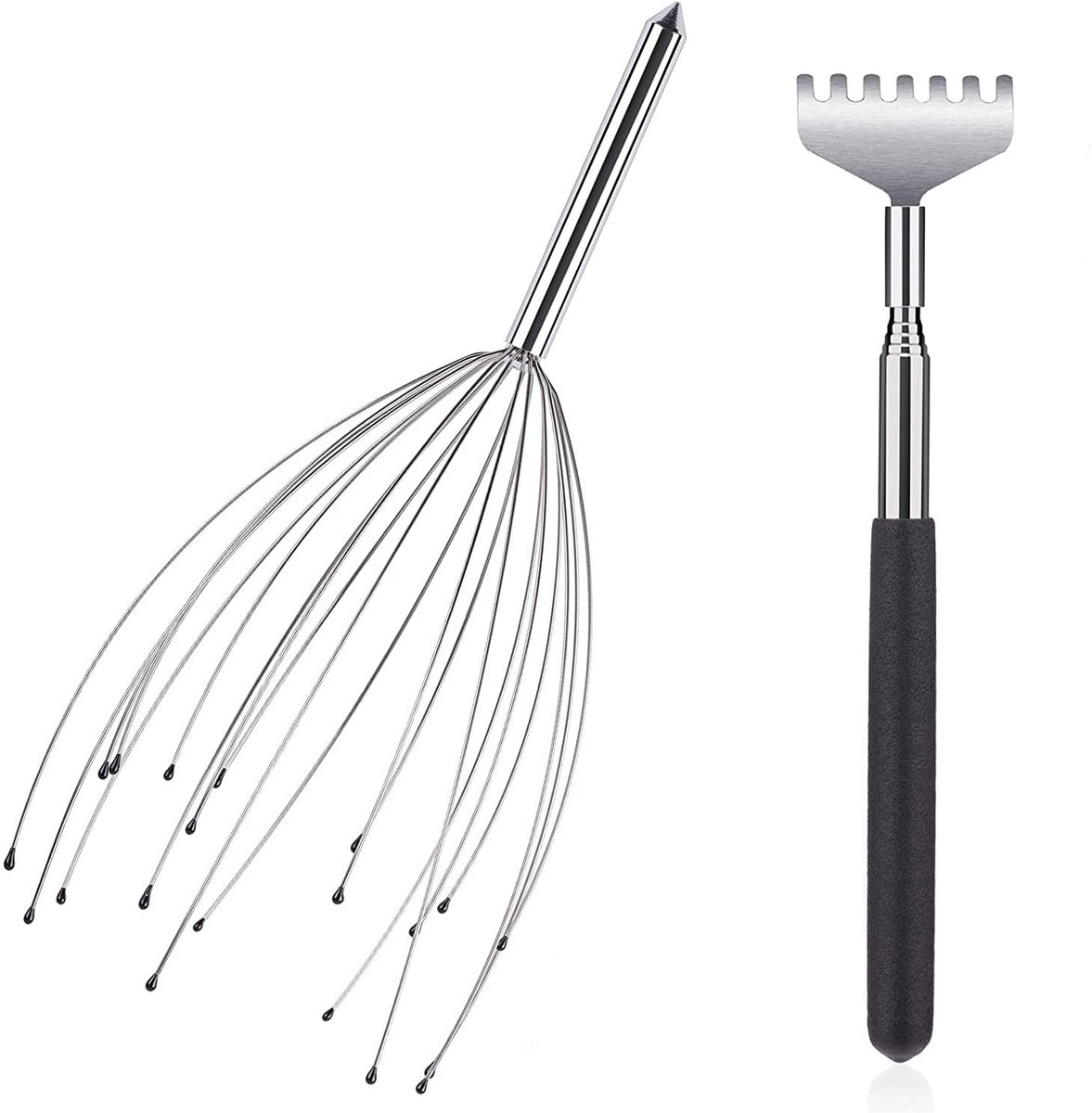 Hoofdmassage & Rugschraper - Ontspanningsset - Stressverlichting - Intrekbare Schraper - 25 cm