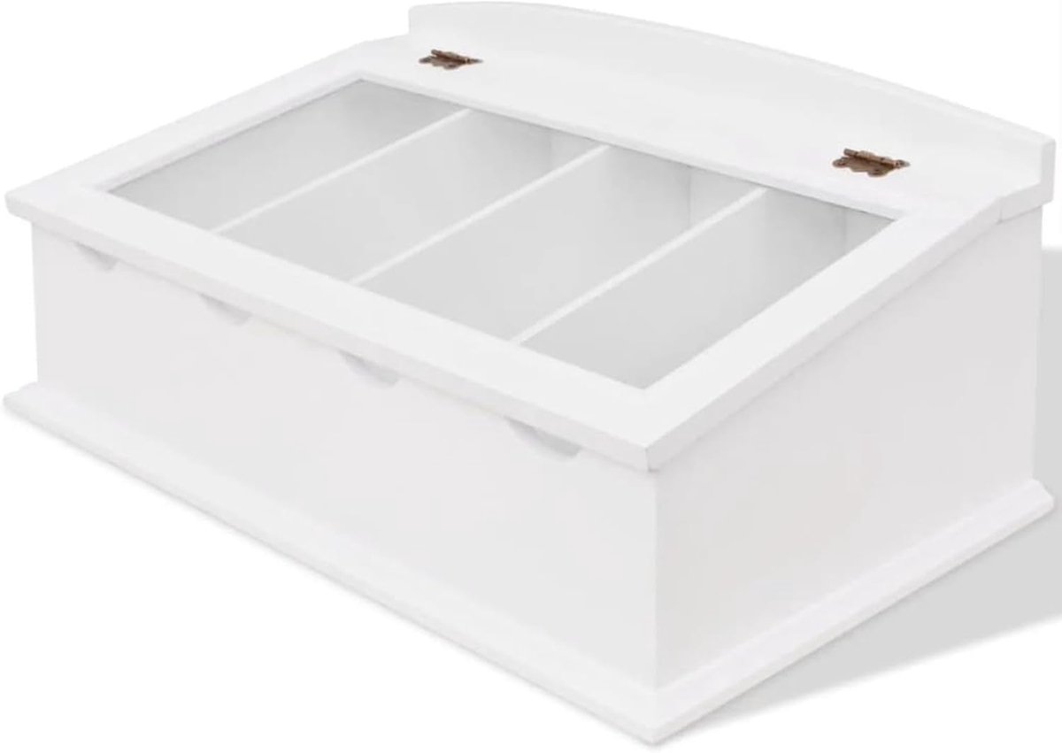 Bestekbak MDF - Keuken Organizer - Bestek Opbergen - Barokstijl Design - 47x27x21.5 cm - Wit