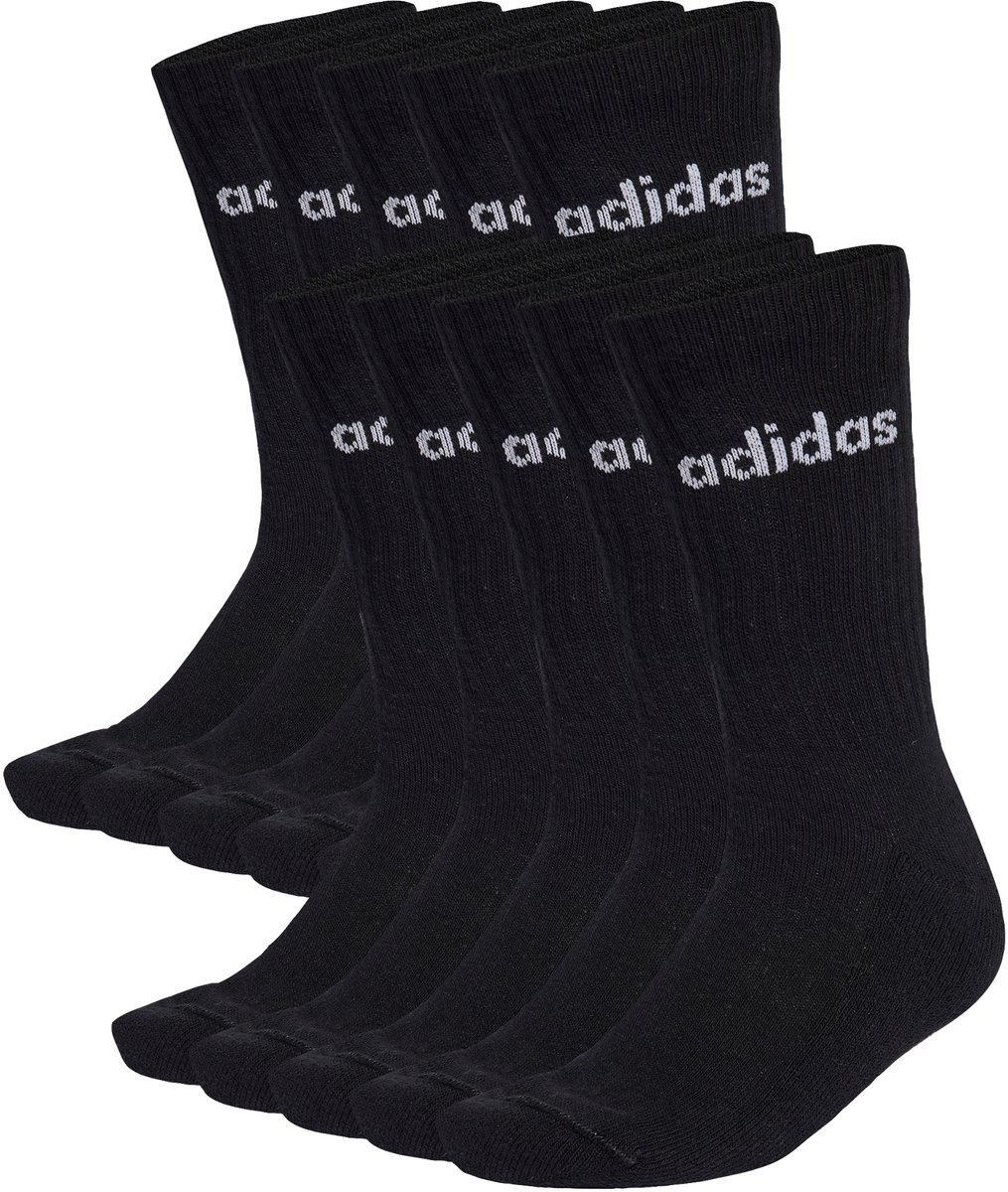 Adidas Performance Linear Gevoerde Sokken 10 Paar Unisex Zwart