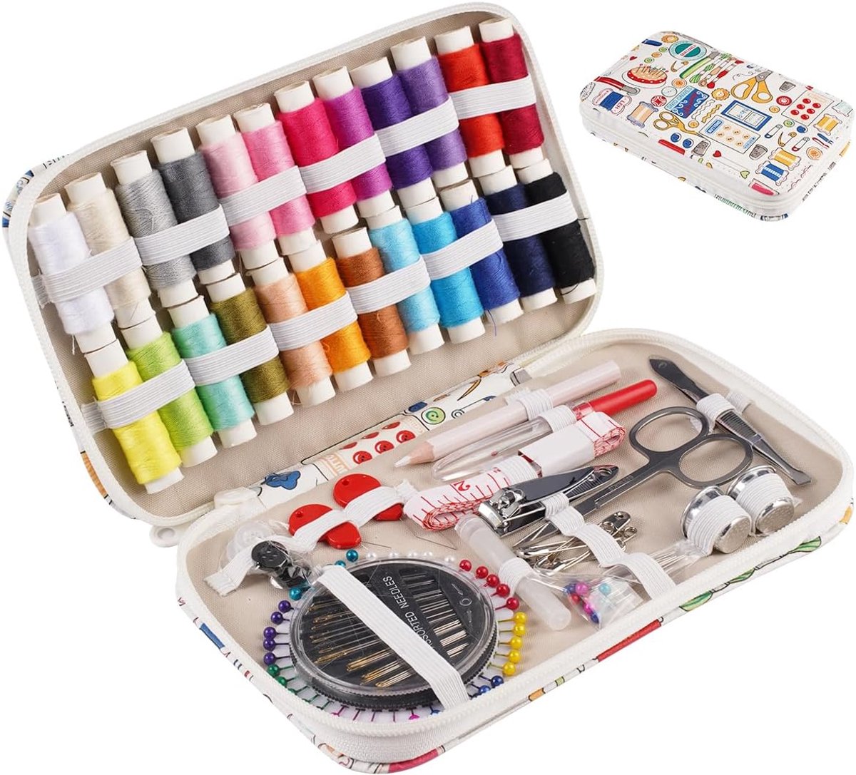 Naaiset Accessoires - Reparatieset - Thuis Gebruik - 130 Delige Set - Compact Formaat - Wit