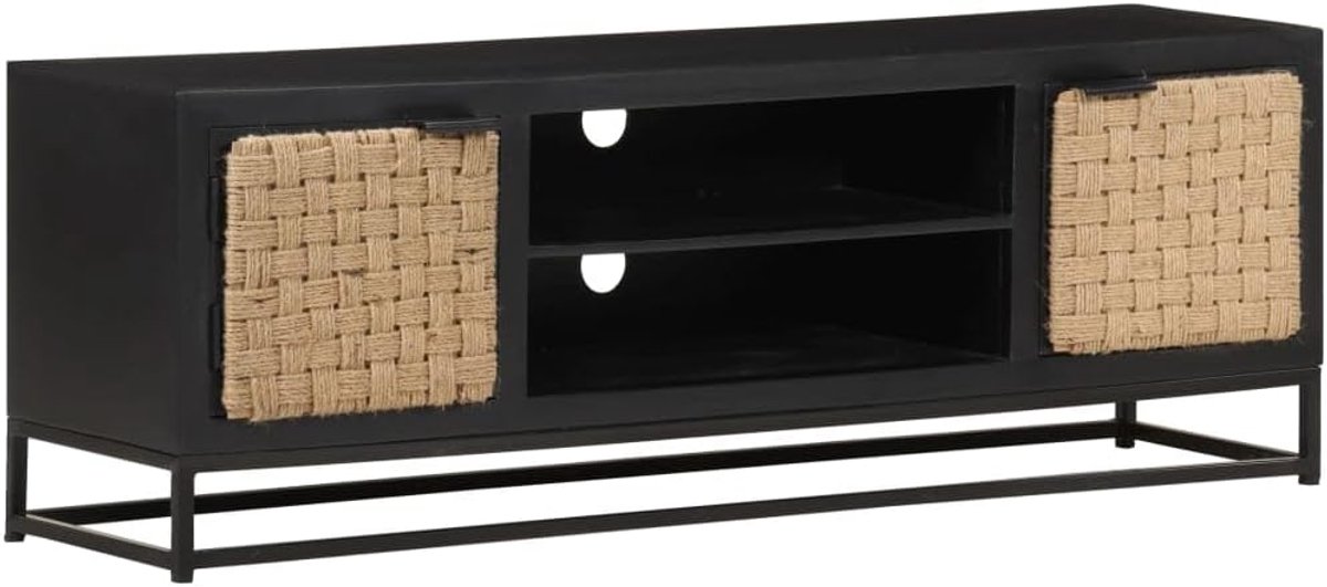 TV-meubel - Dressoir Woonkamer - Media Opslag - Massief Hout - 120 cm Breed - Zwart