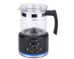 Home Vibes® Glazen Melkopschuimer - PFAS Vrij - Elektrische Melkschuimer - 4 Schuim Functies - Milk Frother - 500ML - 600W - Met Schenktuit - Zwart