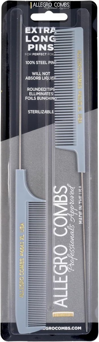 Kammen Set - Steekkammen Vlechtkammen - Haar Stylen - Metalen Pinnen - Extra Lang - Grijs