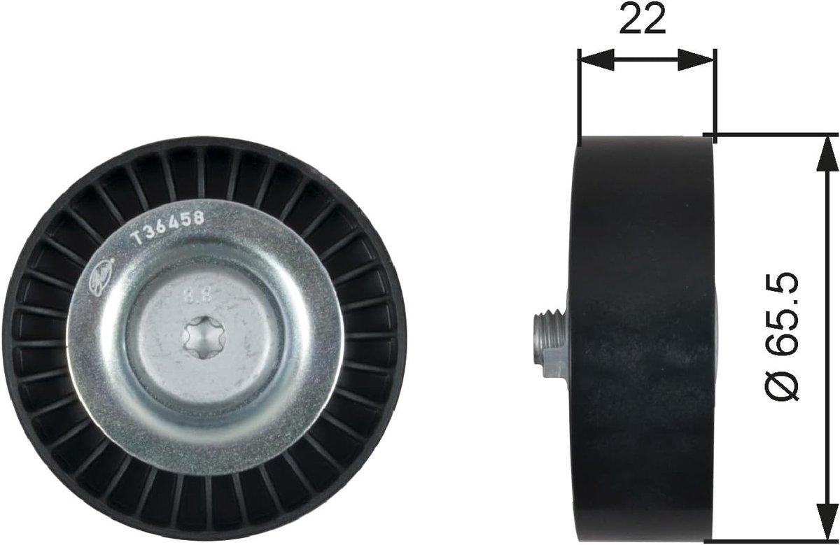 Geleiderrol V-riem - Spanrol - Motoronderdeel - Duurzaam kunststof - 59 cm - Zwart