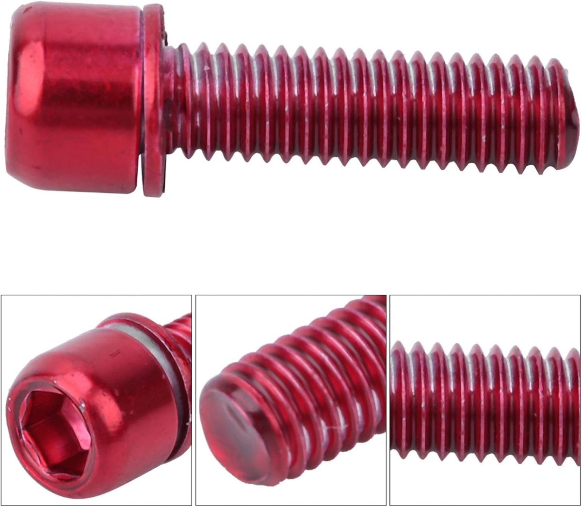 Stem Bolts - M5x18mm - Alloy Bicycle Stem Screw - Hex Screw - Stem Parts voor Fietsen - Rood thumbnail 3