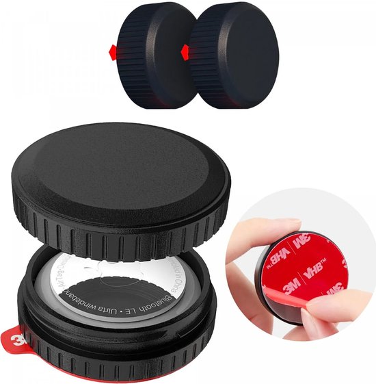 Waterdichte AirTag Hoes 2-pack met 3M Tape, Bescherming tegen Stoten en Krassen, voor Fiets, Scooter, Motor, Drone, Koffer, Zwart