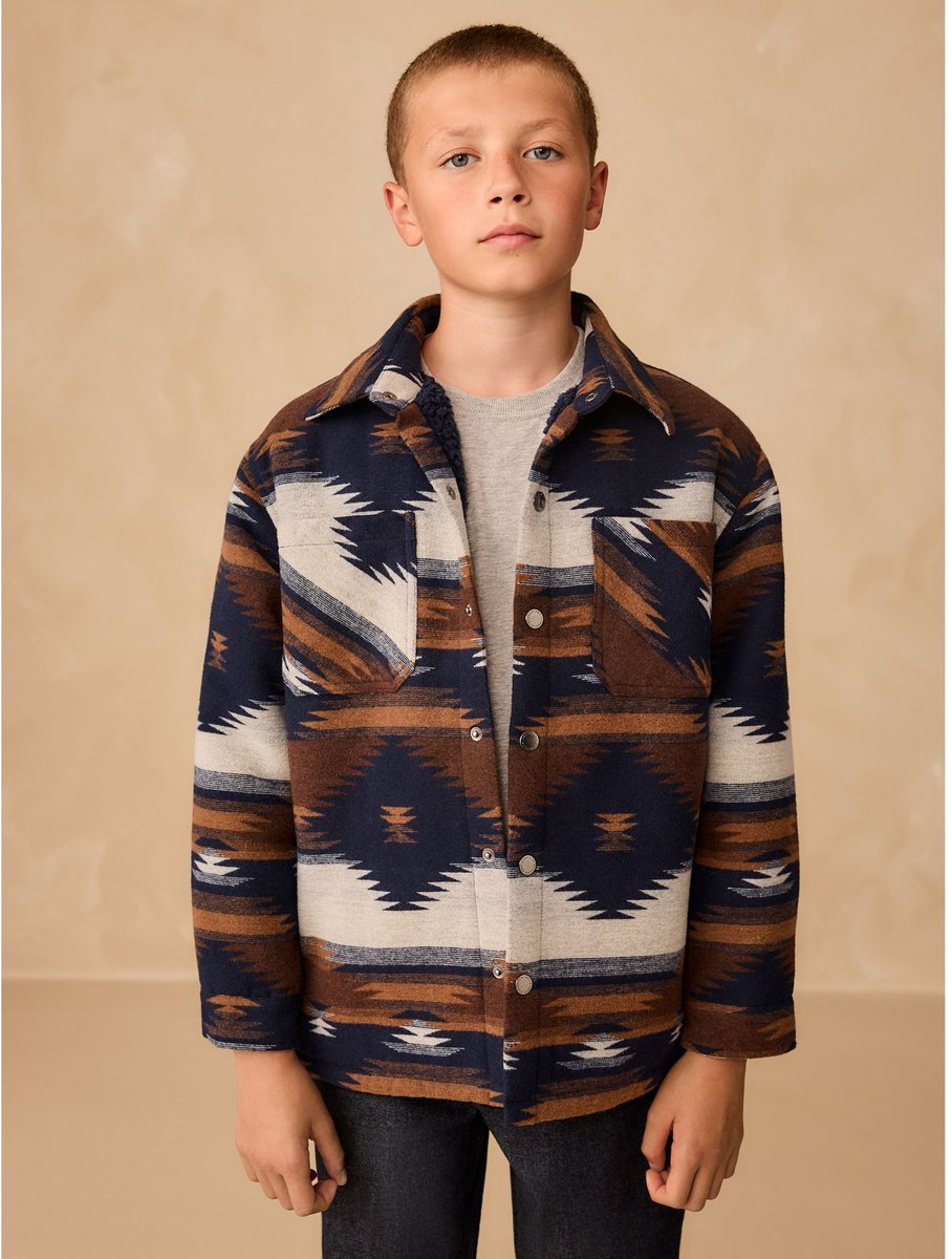 Next - Jongens - patroon - Gevoerde shacket - Blauw