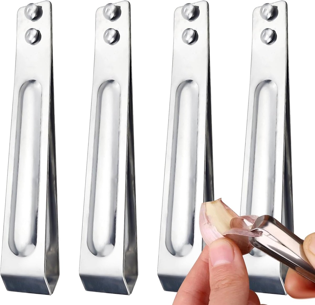 Knoflook Schillen - Keuken Gadgets - Moeiteloos Bereiden - Roestvrij Staal - 4 Stuks