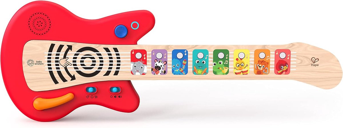 Houten Gitaar Speelgoed - Muziekinstrument Kinderen - Muziek Maken Leren - Magic Touch Bediening - 53 cm Lengte - Meerkleurig