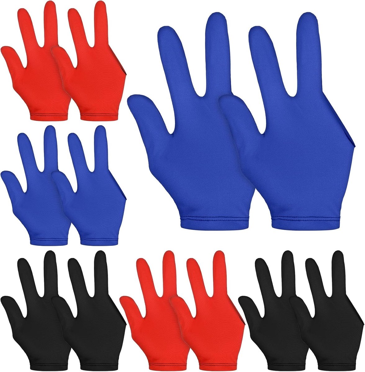 Set van 12 biljarthandschoenen (rechter- en linkerhand) ——pooltafel——biljartaccessoires——poolhandschoen linkerhand_biljart——snookerkeu——biljartzwembadaccessoires— 6paar elastische