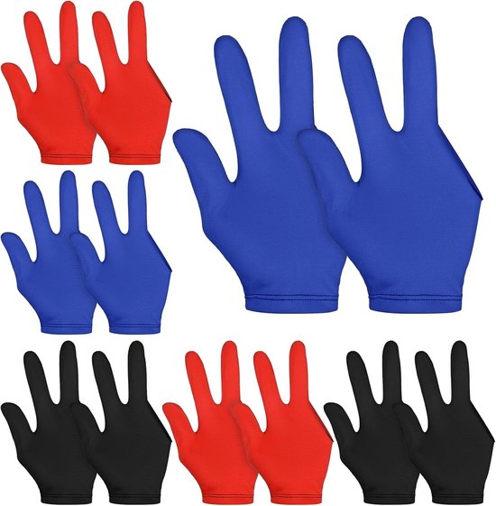 Set van 12 biljarthandschoenen (rechter- en linkerhand) ——pooltafel——biljartaccessoires——poolhandschoen linkerhand_biljart——snookerkeu——biljartzwembadaccessoires— 6paar elastische