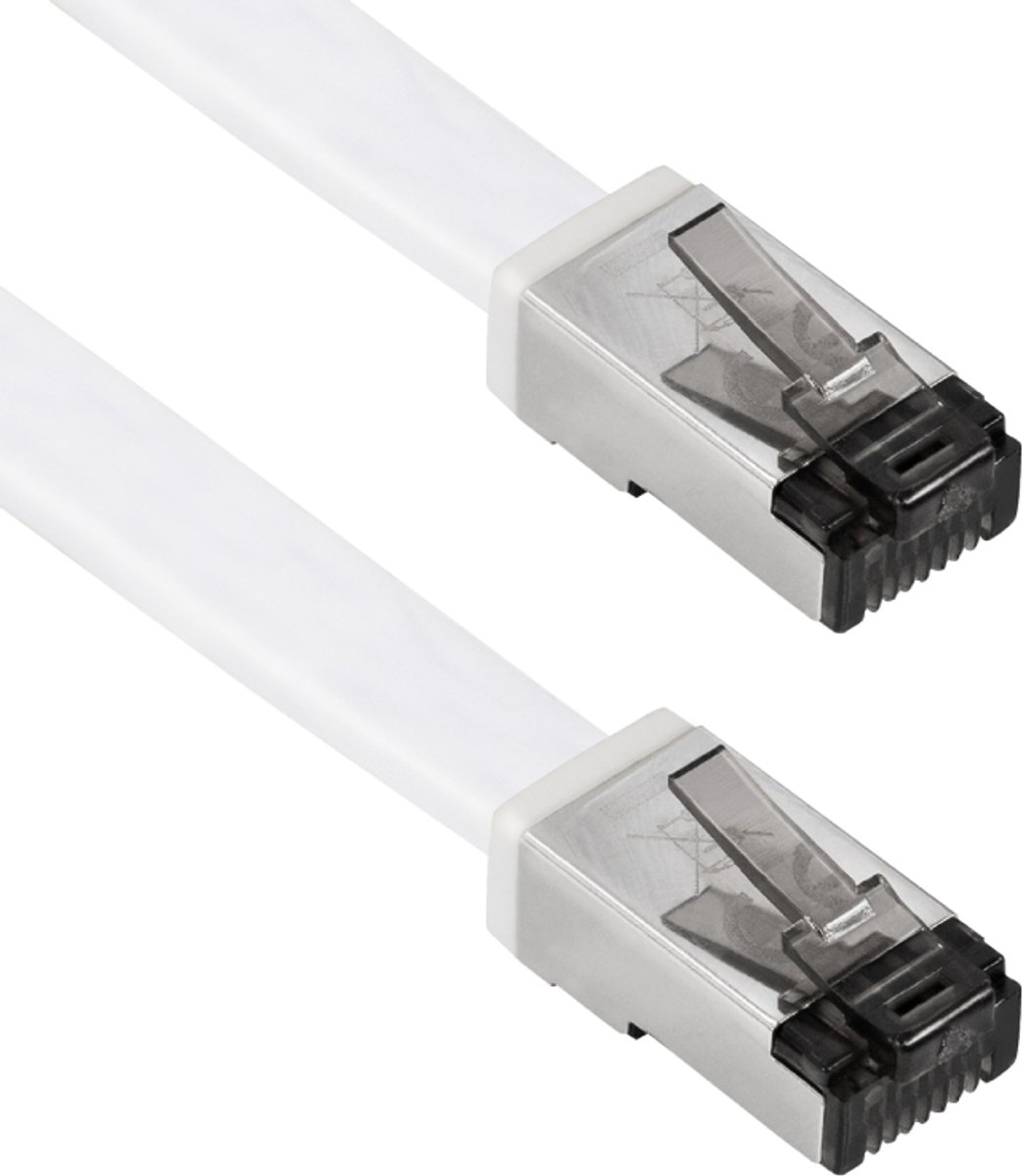 Maxtrack TI56-10L RJ45 Netwerkkabel, patchkabel CAT 8.1 U/FTP 10 m Wit Plat 1 stuk(s)