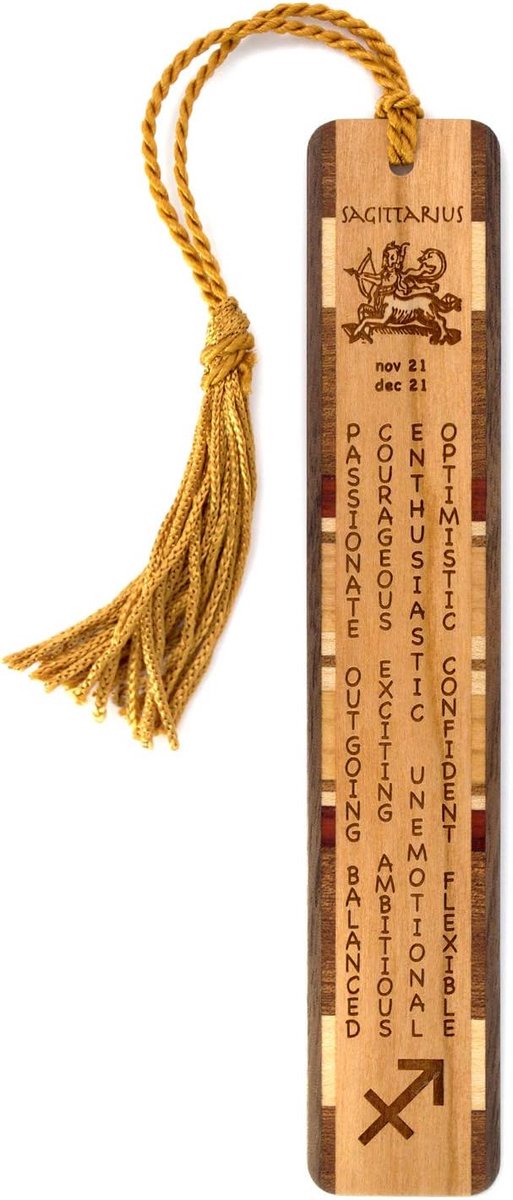 Houten Boekenlegger - Sterrenbeeld Geschenk - Lezen Markeren - Handgemaakt Duurzaam Hout - 15.2cm Lang - Houtkleur