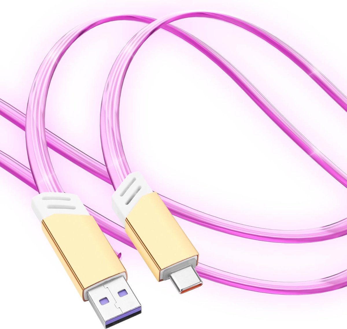 USB C Oplaadkabel - Snel Laadkabel - Apparaten Opladen - Veelkleurige LED Verlichting - 1 Meter - Zwart