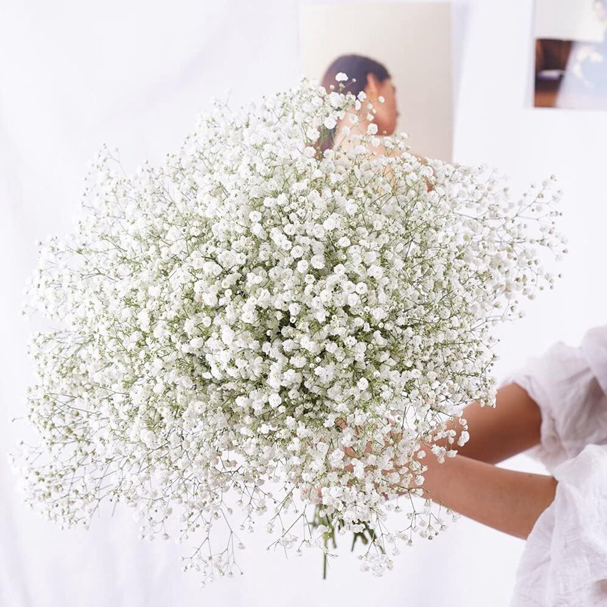 Gedroogde Bloem Boeket - Natuurlijke Decoratie - Woonkamer Aankleding - Lange Houdbaarheid - 30 tot 55cm - Wit