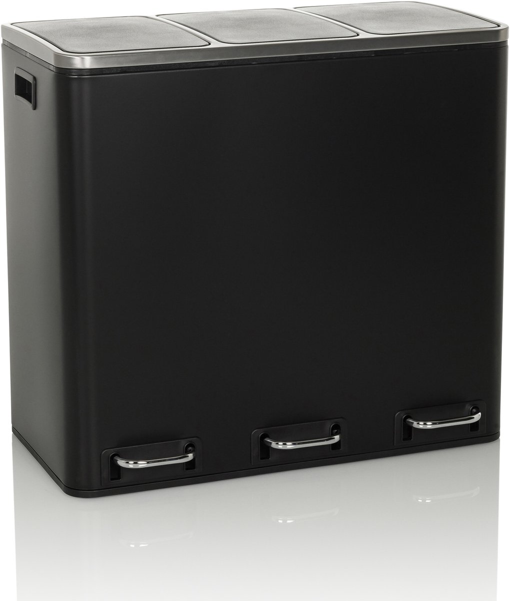 Afvalverzamelaar / afvalscheidingssysteem Clean 9 - 54L (3x18L) staal zwart hjh OFFICE