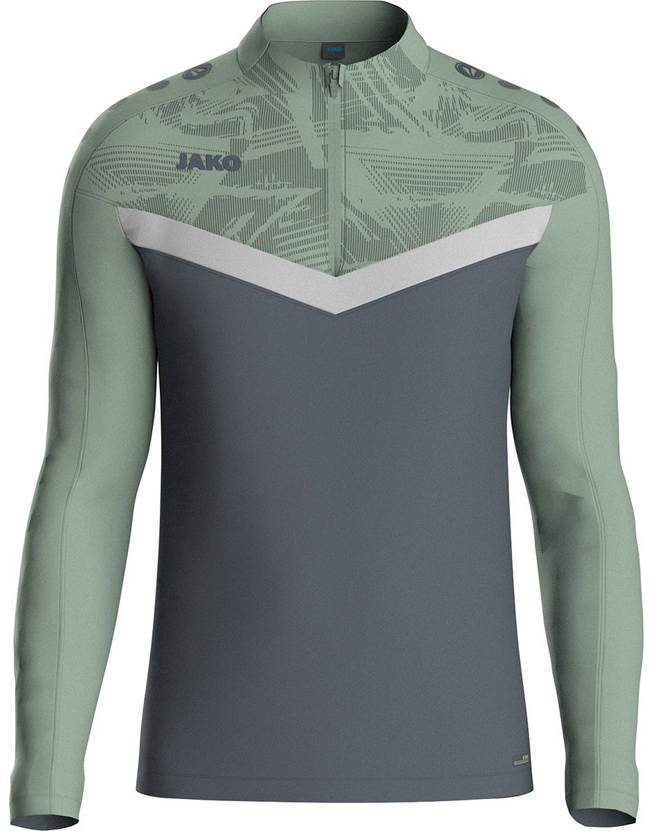 Jako Iconic Ziptop Heren - Zachtgrijs / Mintgroen / Antra Light | Maat: L
